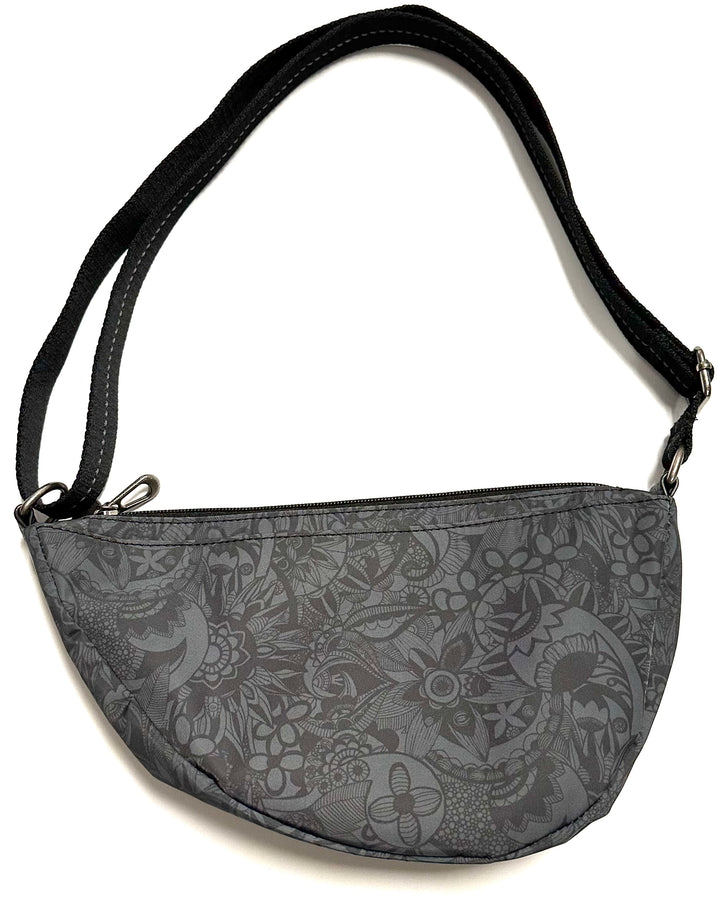 Grey and Black Paisley Crossbody Sling Bag