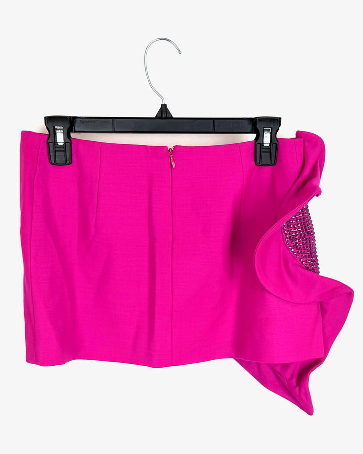 Pink Mini Skirt with Heart Rhinestone Detail - Size 4