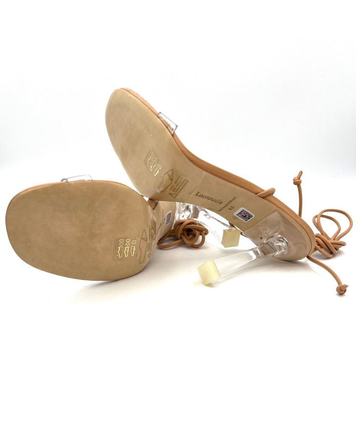 Tan And Clear Lace Up Heel - Size 6.5