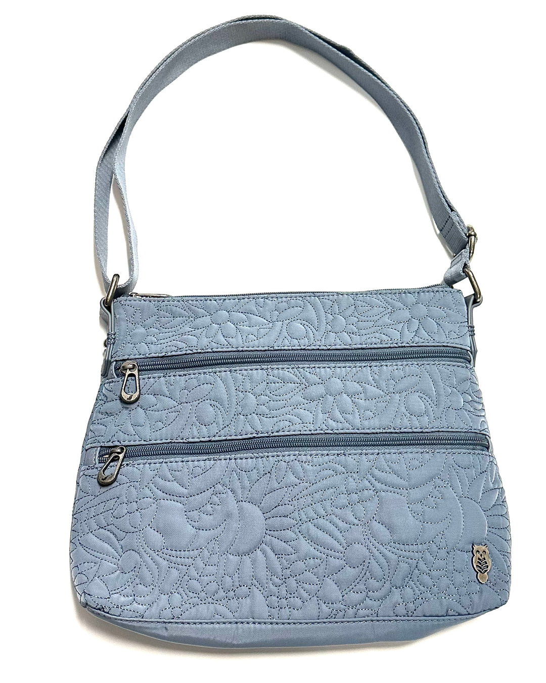 Slate Blue Double Zipper  Bag