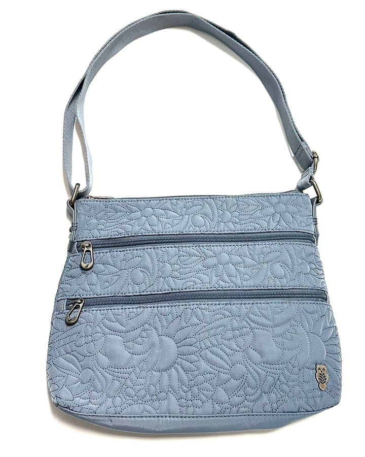 Slate Blue Double Zipper  Bag