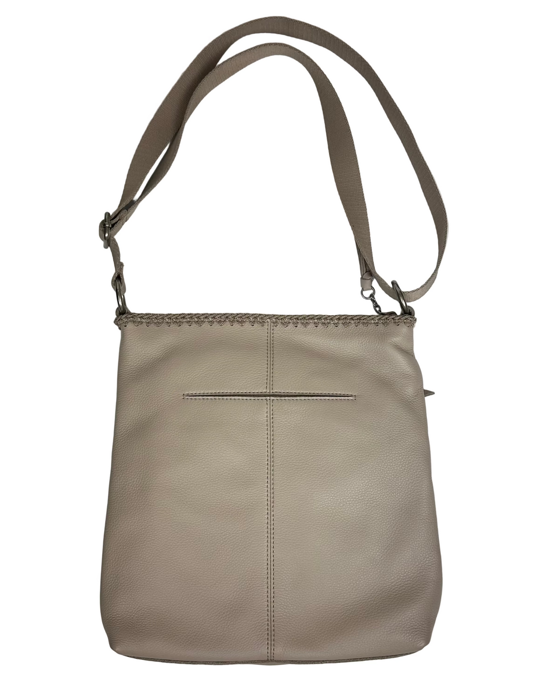 Tan Crochet Net Crossbody Bag