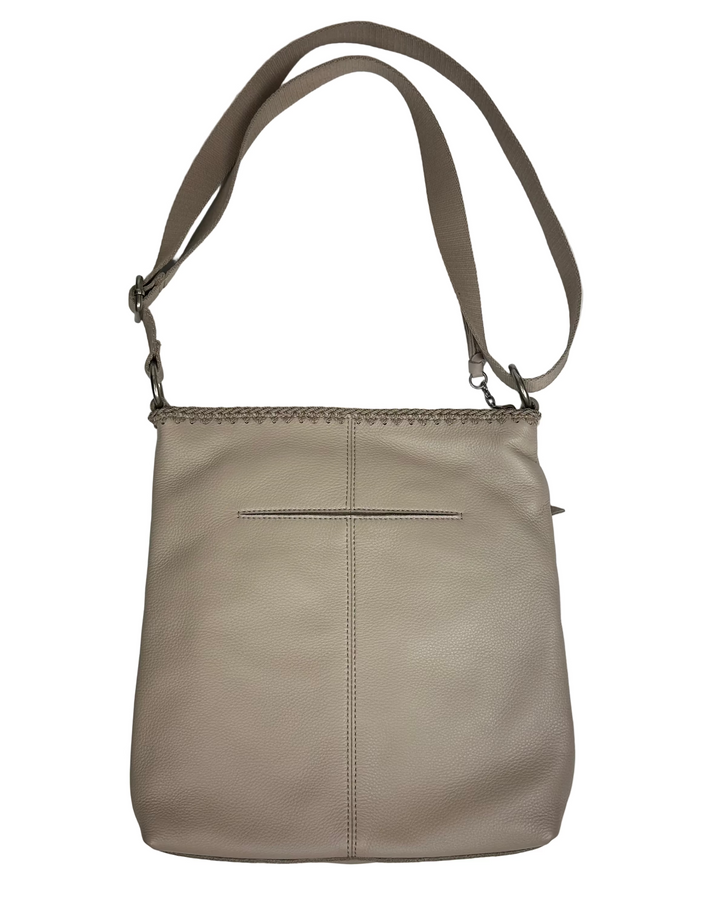 Tan Crochet Net Crossbody Bag