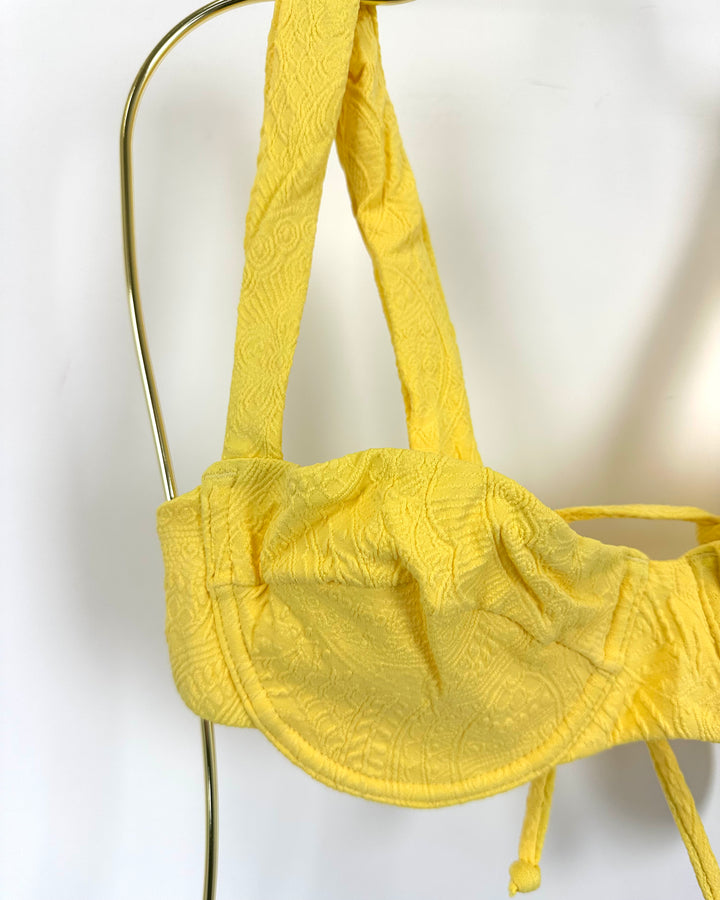 Yellow Embossed Underwire Bikini Top - XL and XXL