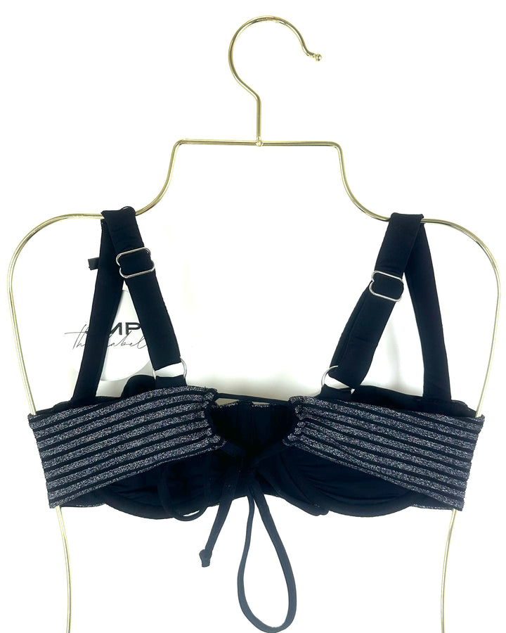 Metallic Black Underwire Bikini Top - XS, M, L, XL, XXL, XXXL