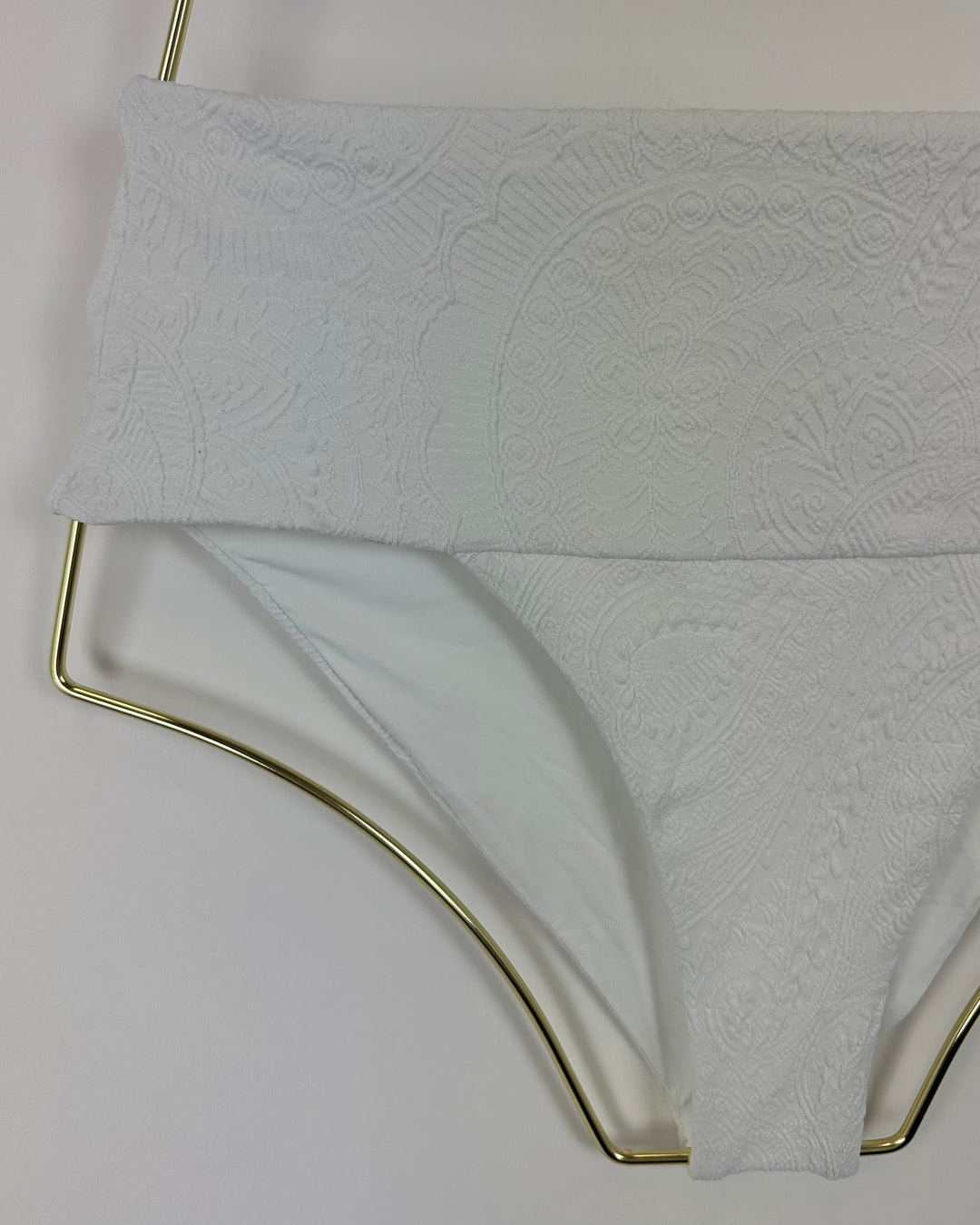 White Embossed Thick Waistband and Fuller Coverage Bikini Bottom - Extra Small and Extra Extra Large