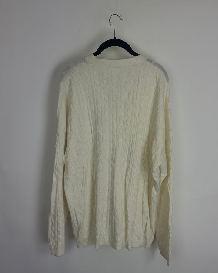 Cream Thin Cable Knit Cardigan - Size 10/12
