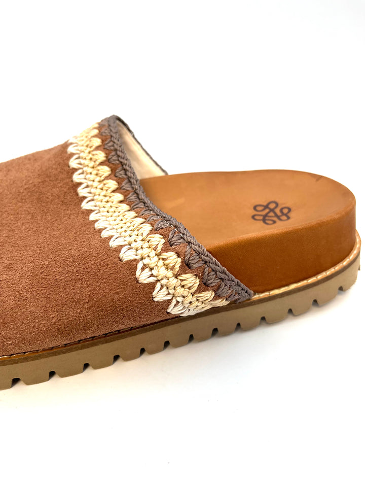 Peanut Brown Suede Clogs - Size 7, 8, 9, 10 and 11