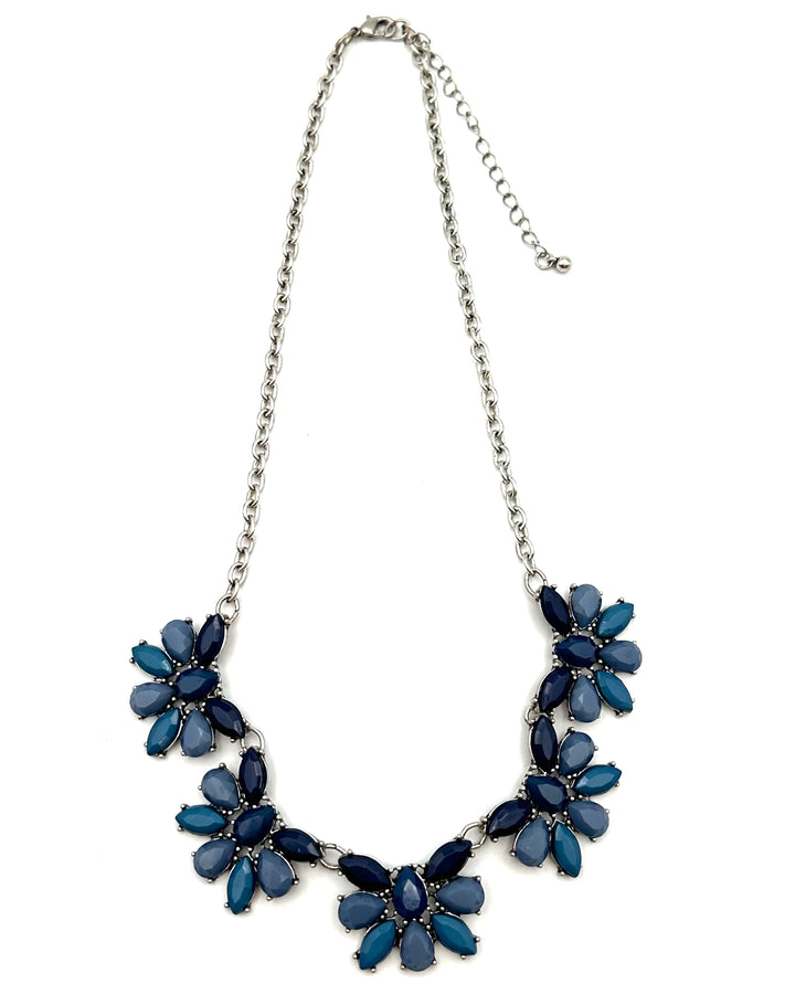 Silver And Blue Gemstone Statement Necklace