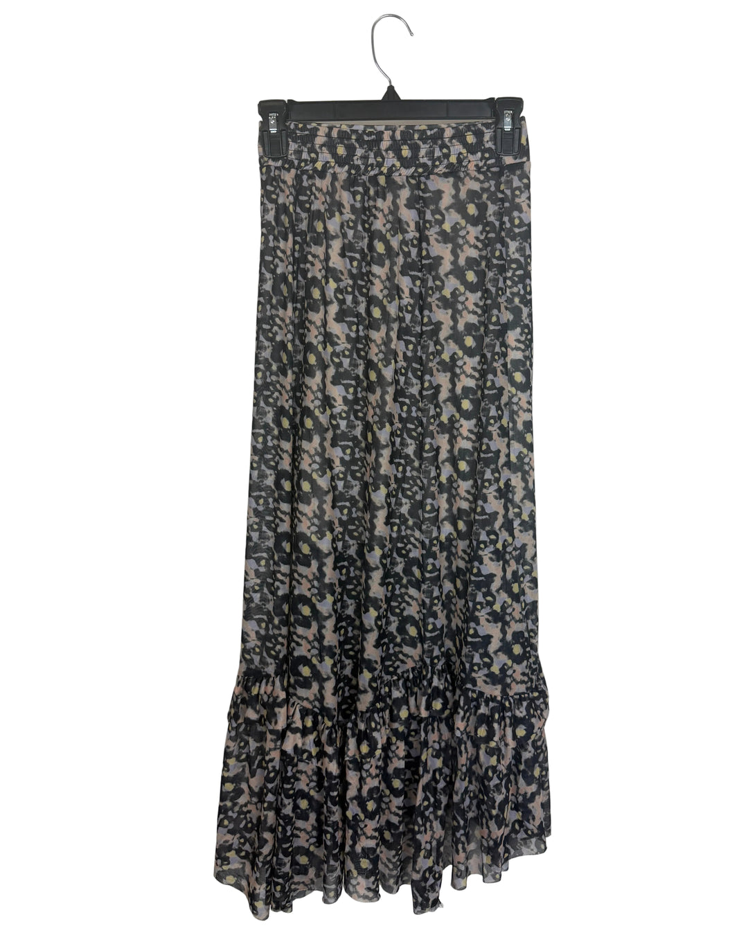 Black Abstract Print Long Skirt - Size 0/2