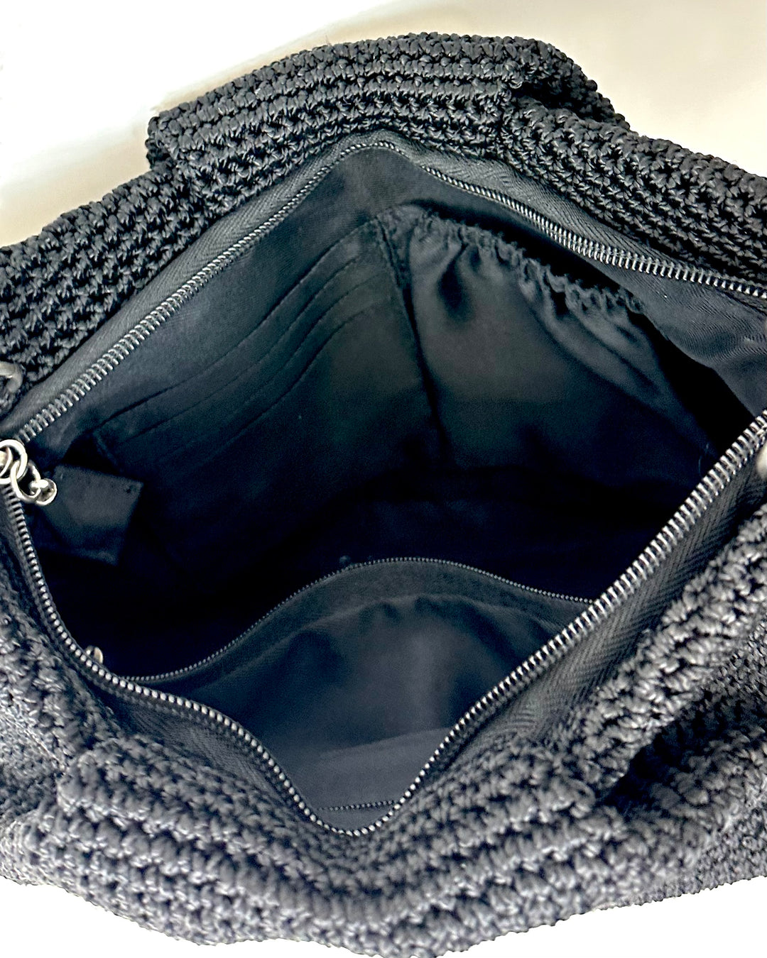 Black Crochet Bag With Adjustable Shoulder Strap