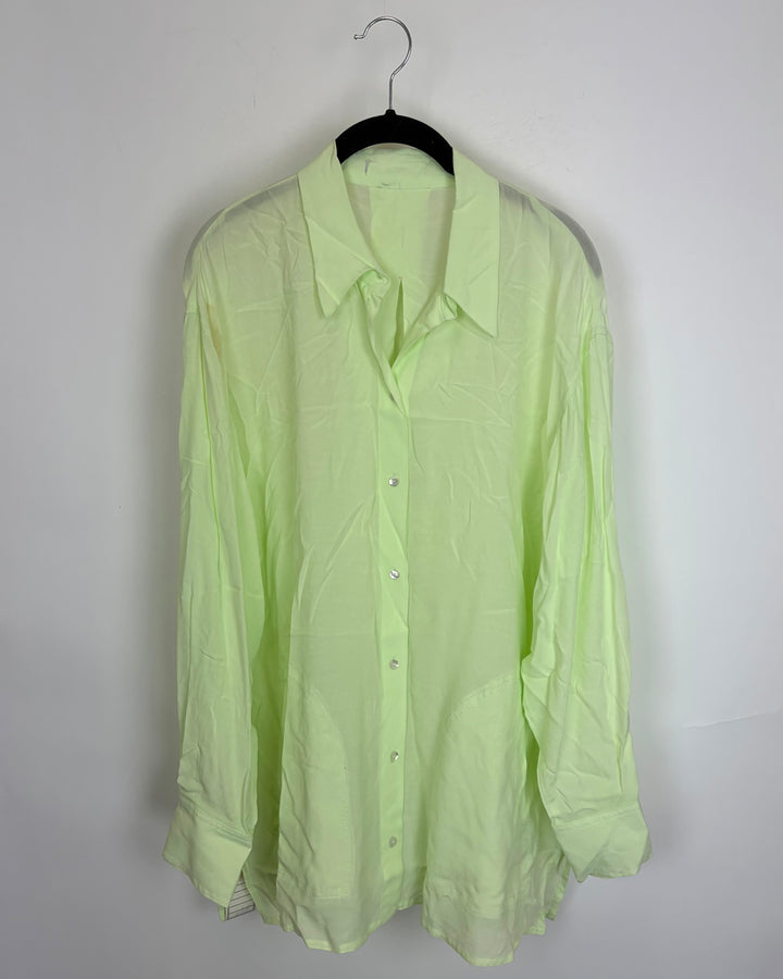 Lime green sheer long sleeve top - Size 6/8