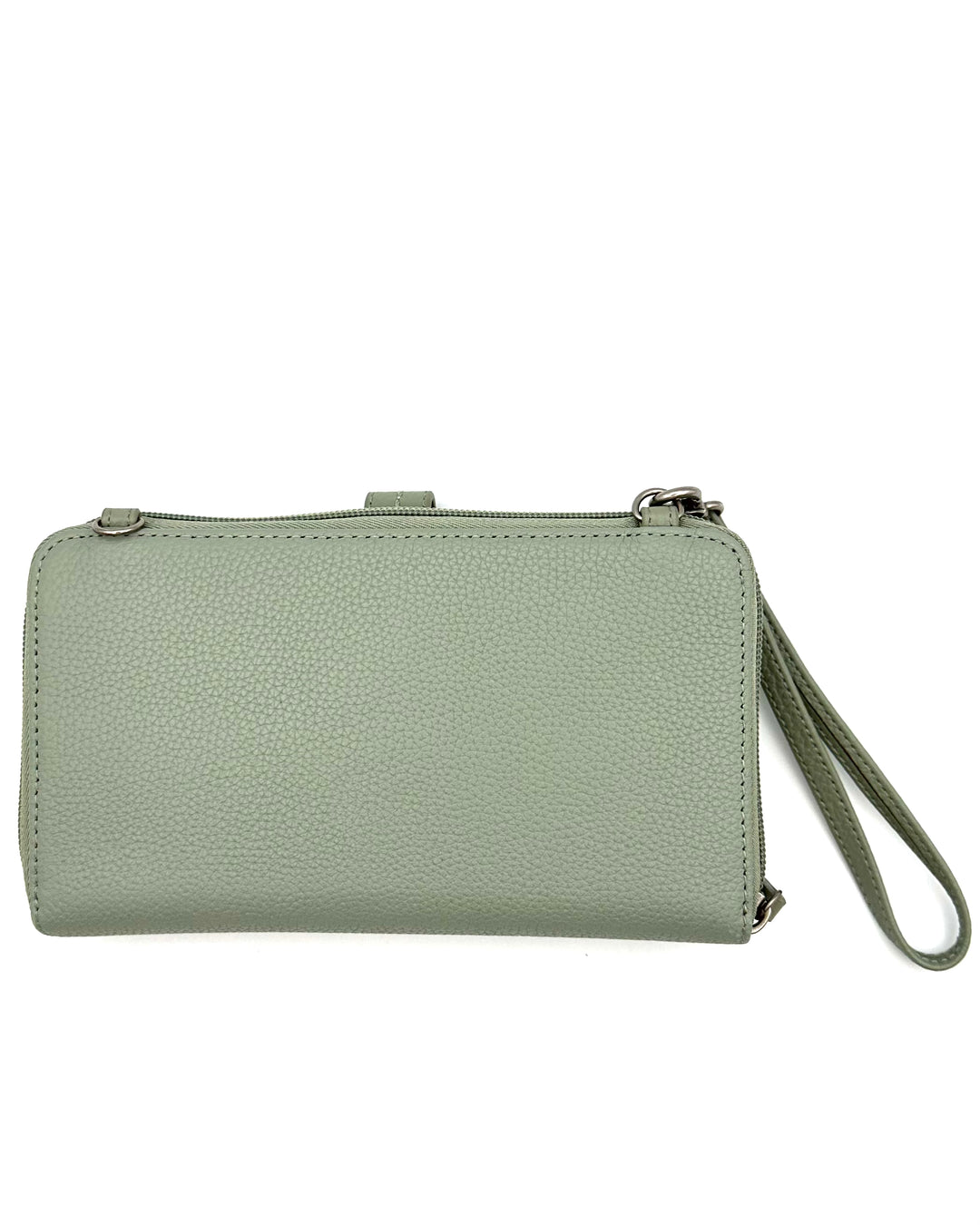 Sage Green Leather & Suede Wallet/Wristlet/Crossbody Bag