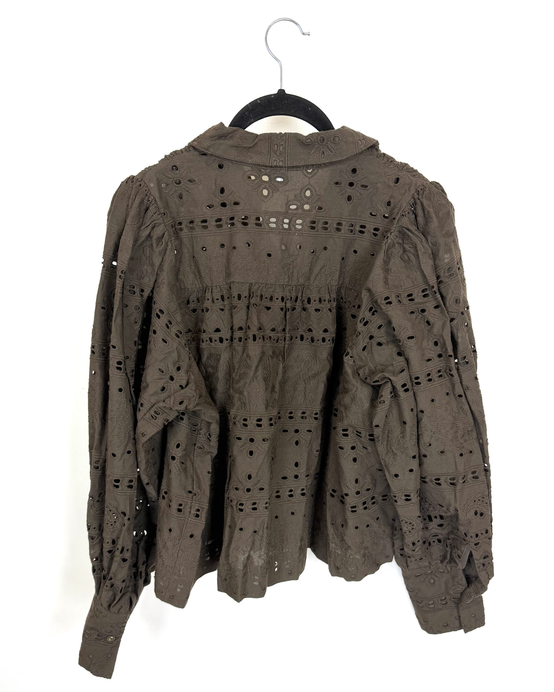 Brown Eyelet Long Sleeve Button Up- Size 4/6
