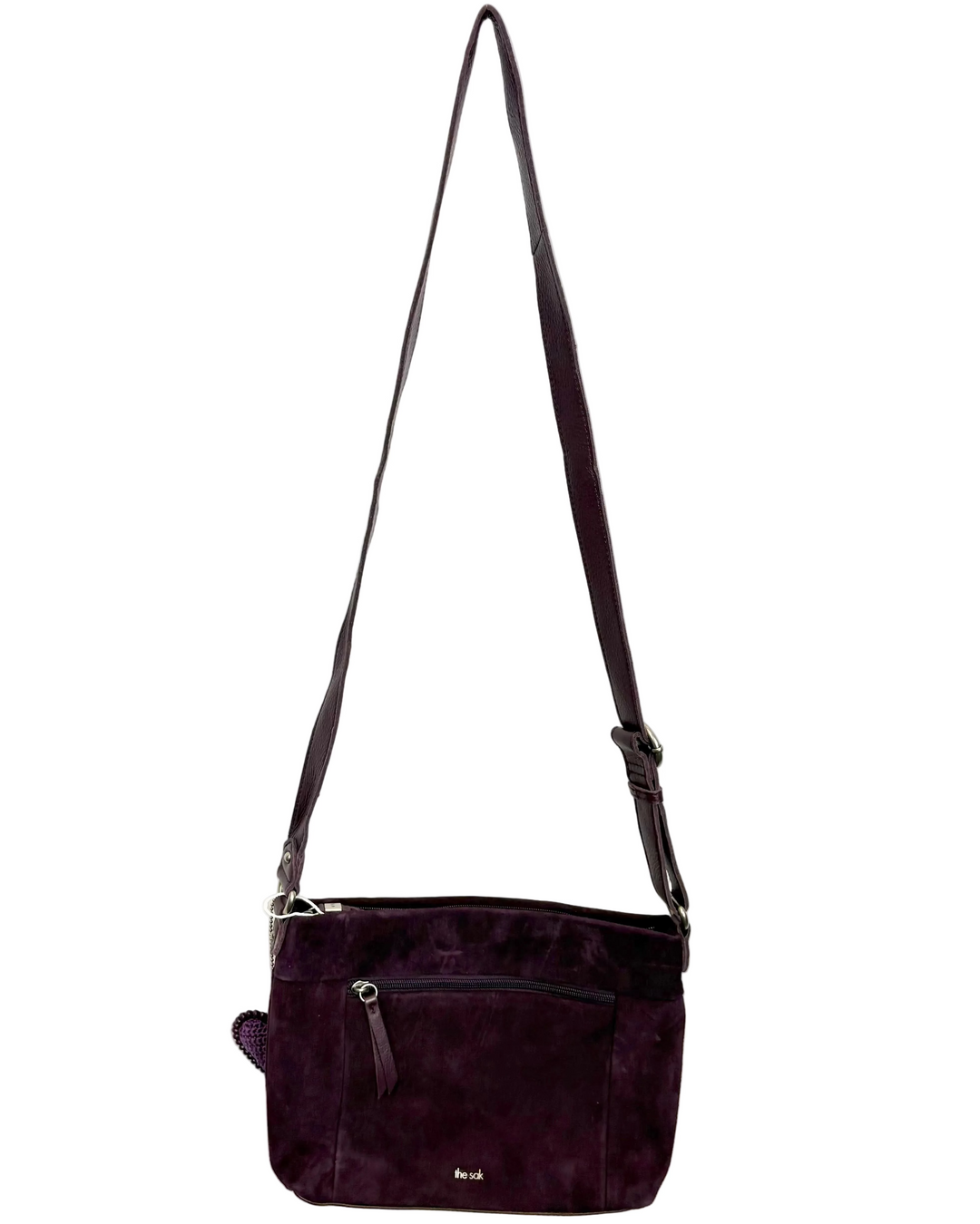 Dark Plum Suede Crossbody Bag