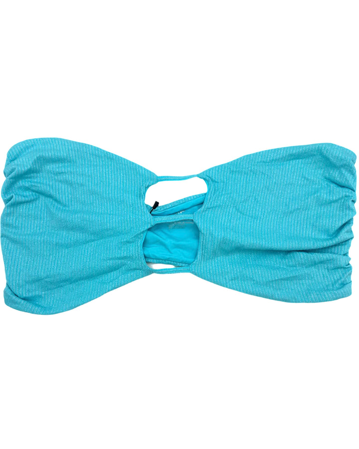 Metallic Blue Strapless Bandeau Bikini Top - Extra Extra Large