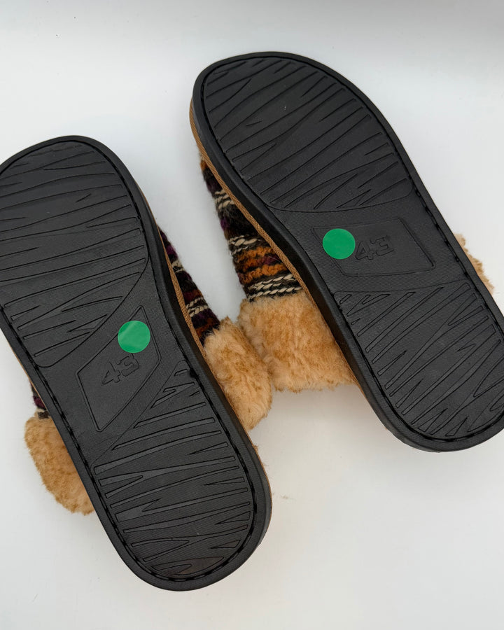 Purple & Brown Sherpa Slippers - Size 10/11