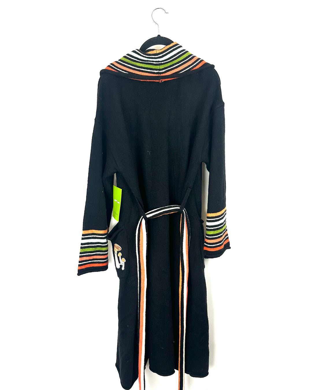 Black Striped Belt Cardigan- Medium