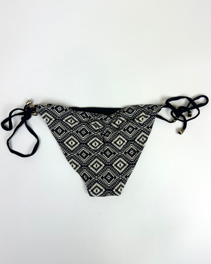 Black & Cream Printed Reversible Scrunch Bikini Bottom - XS, S, M