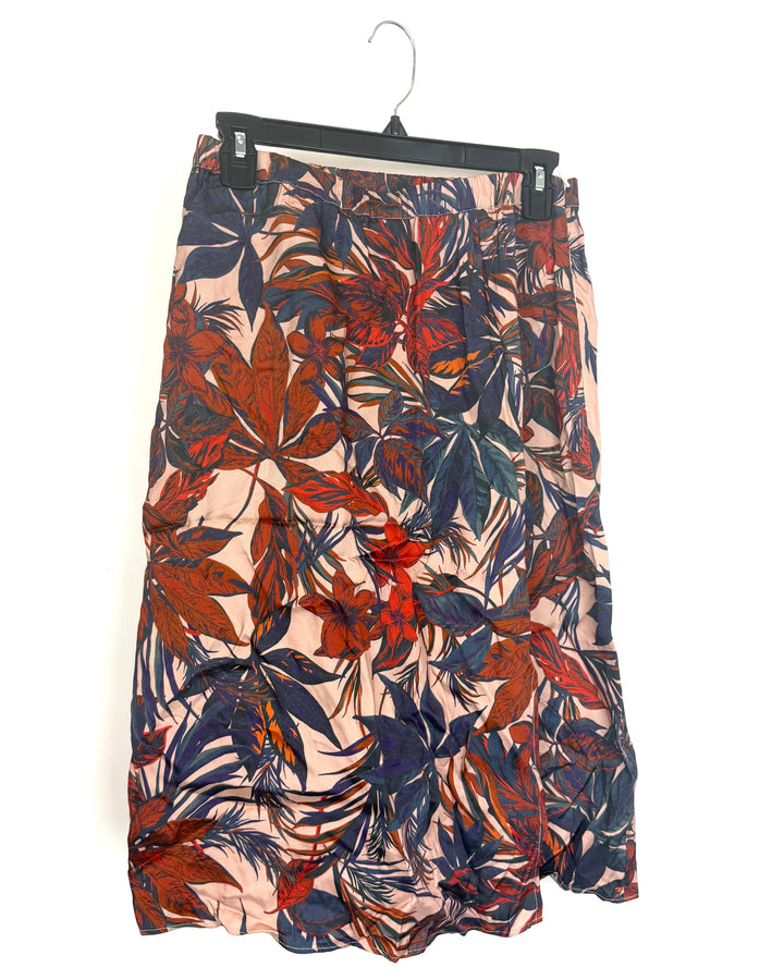 Peach and Burnt Orange Floral Skirt - Size 4/6