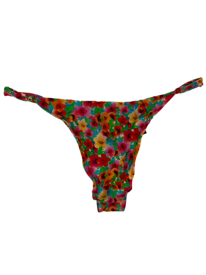 Multi Colored Floral Adjustable Waist Bikini Bottom - Extra Extra Large