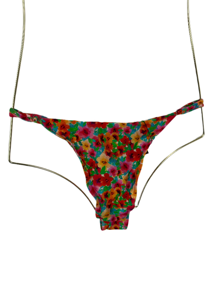 Multi Colored Floral Adjustable Waist Bikini Bottom - Extra Extra Large