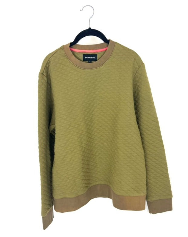 MENS Hazel Green Quilted Crewneck - Medium