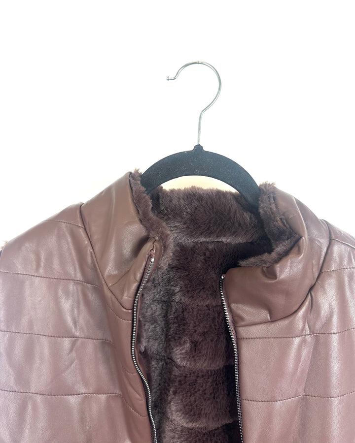 Chocolate Brown Reversible Fur Vest - Size 6/8