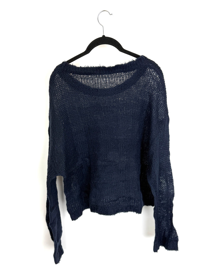 Dark Navy Open Knit Top - Size 4/6