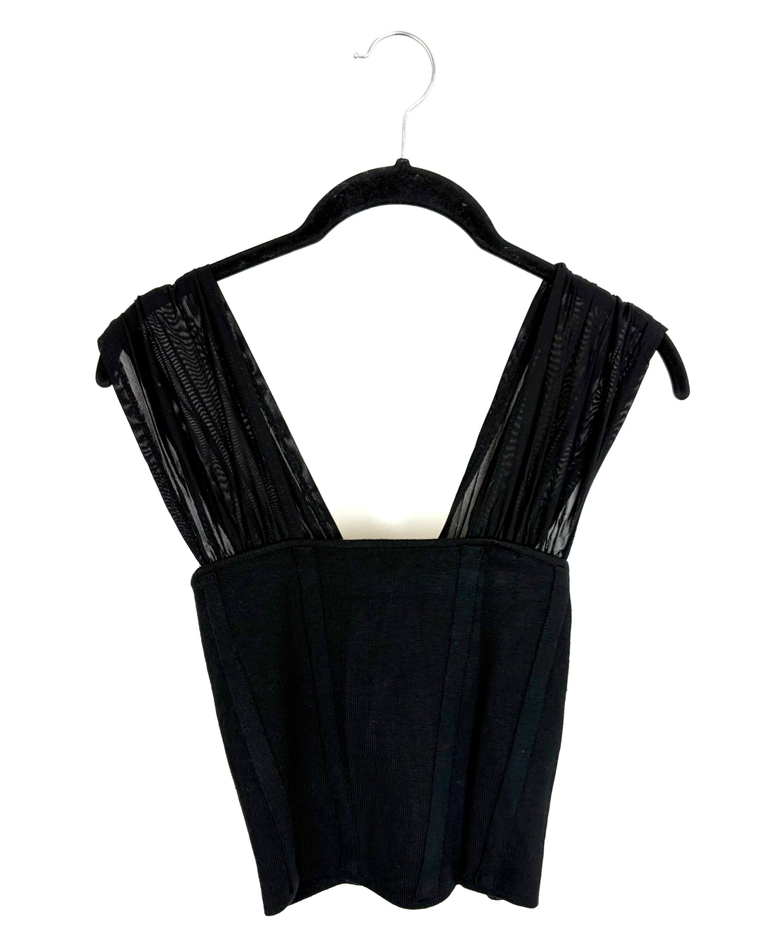 Black fabric corset with lace sleeves - Size 2/4