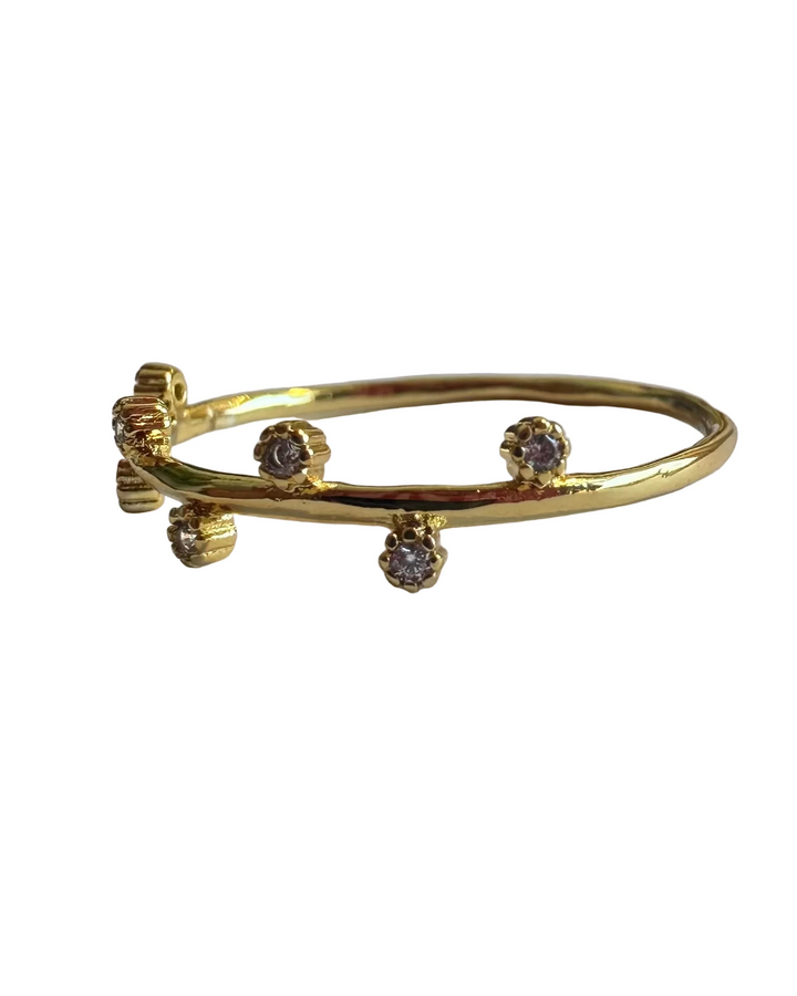 Silver Rhinestone Gold Ring - Size 7.5