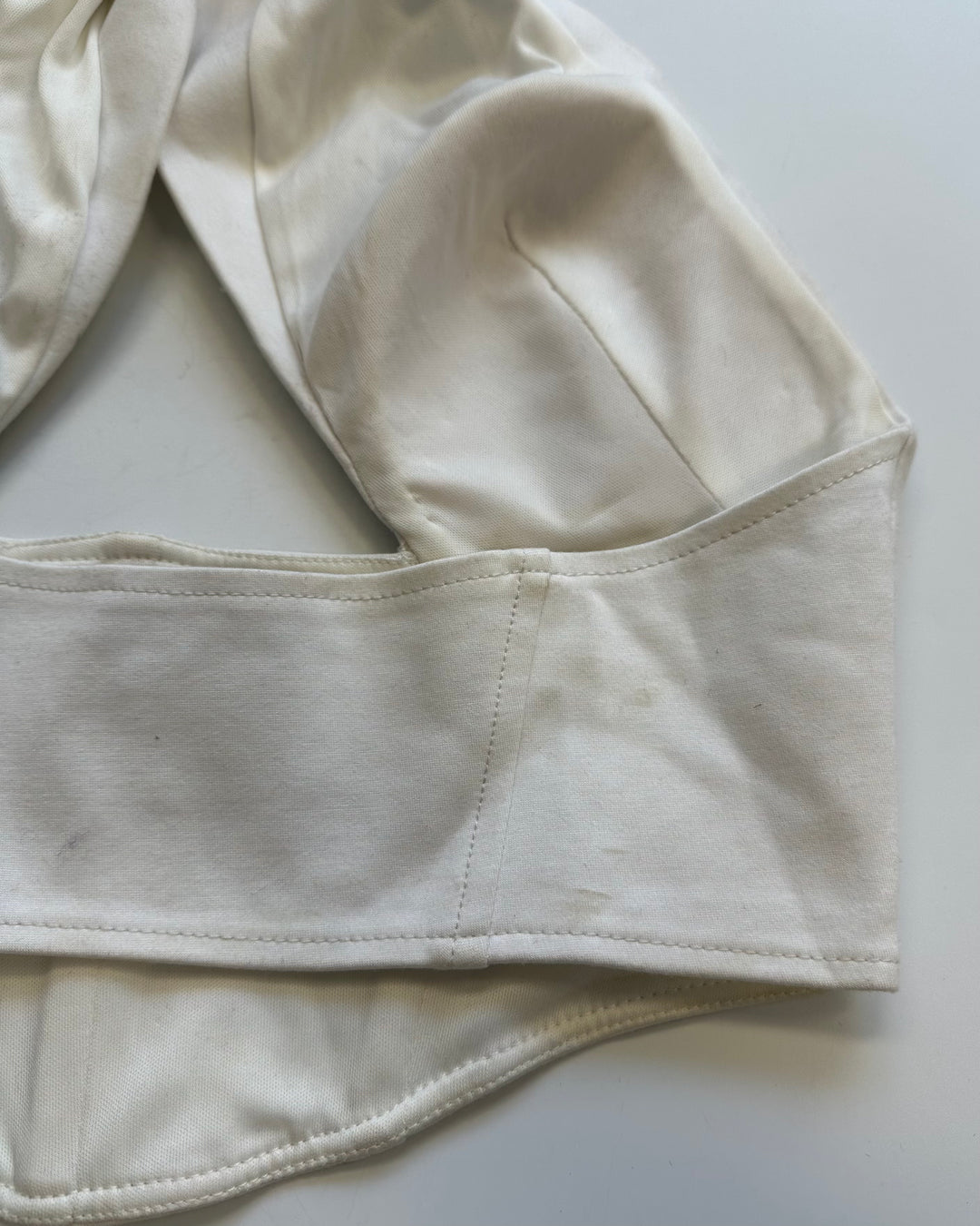 White and Silver Oversized Beads Halter Crop Top - Size 2/4