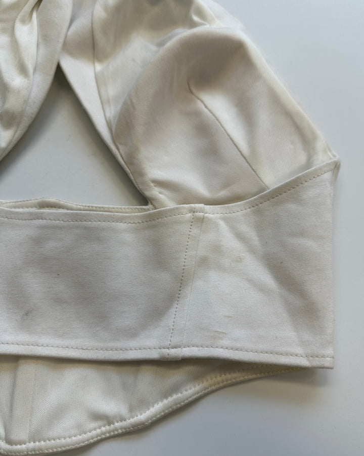 White and Silver Oversized Beads Halter Crop Top - Size 2/4
