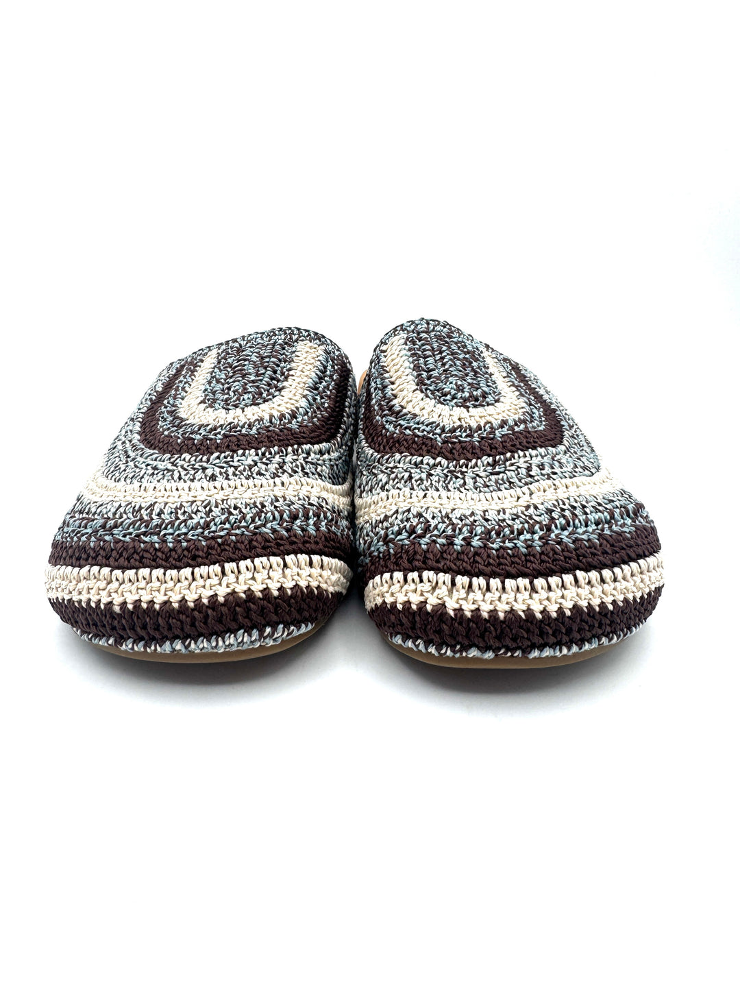 Blue And Brown Crochet Clogs - Size 6