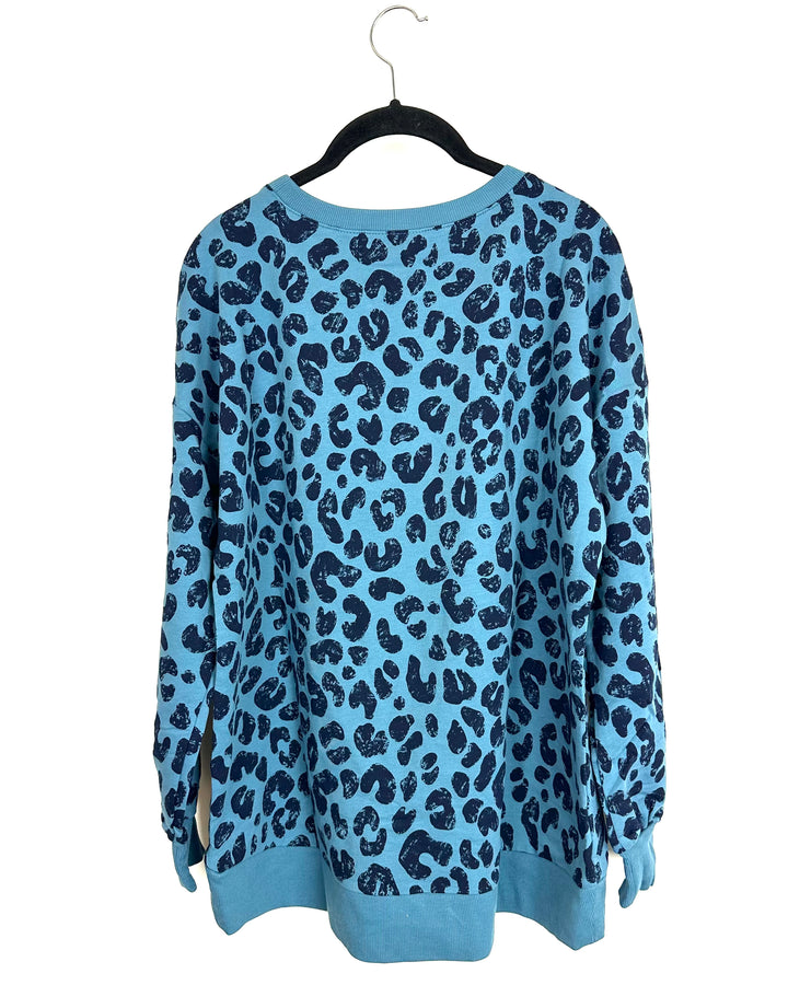 Dark Teal Leopard Print Top - Size 6/8