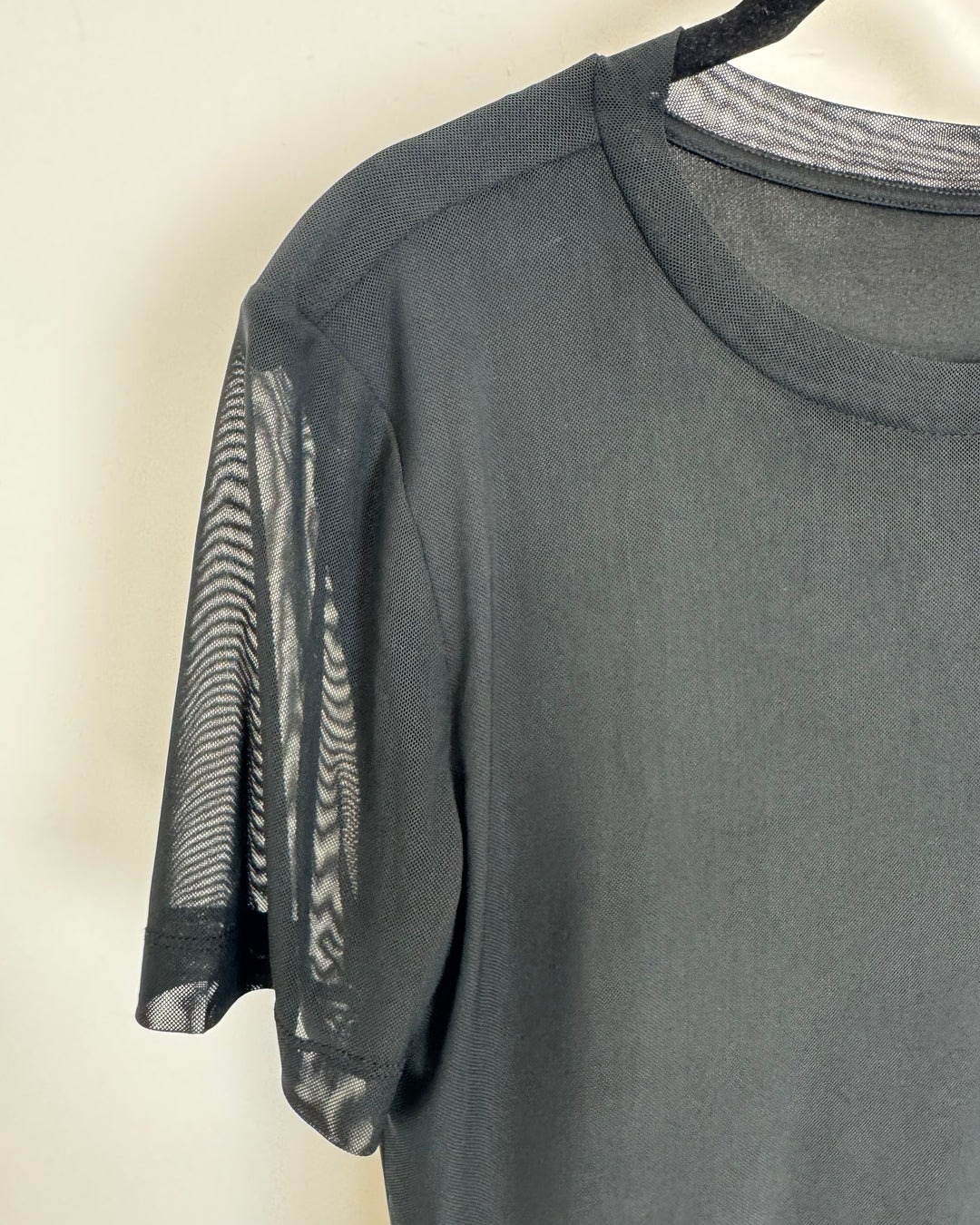 Black Mesh Short Sleeve Dress - Size 6/8