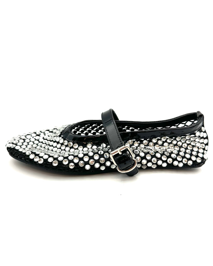 Alaia Rhinestone Fishnet Flats - Size 7