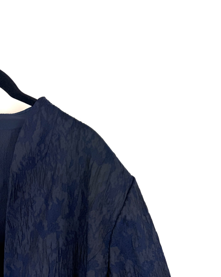 Navy Blue Textured Jacket - Size 18