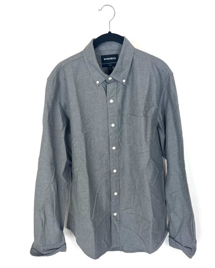 MENS Slate Gray Button Up Long Sleeve - Medium Slim Fit