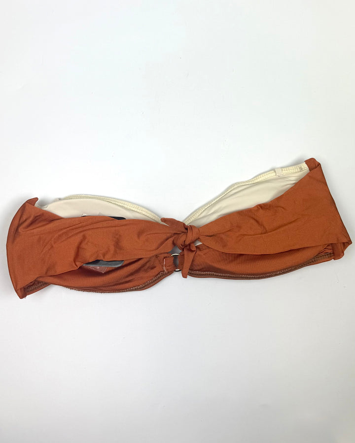 Ivory & Burnt Orange Convertible Bikini Top - Small