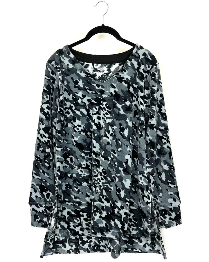 Gray Camouflage Fleece Tunic - Size 2-16