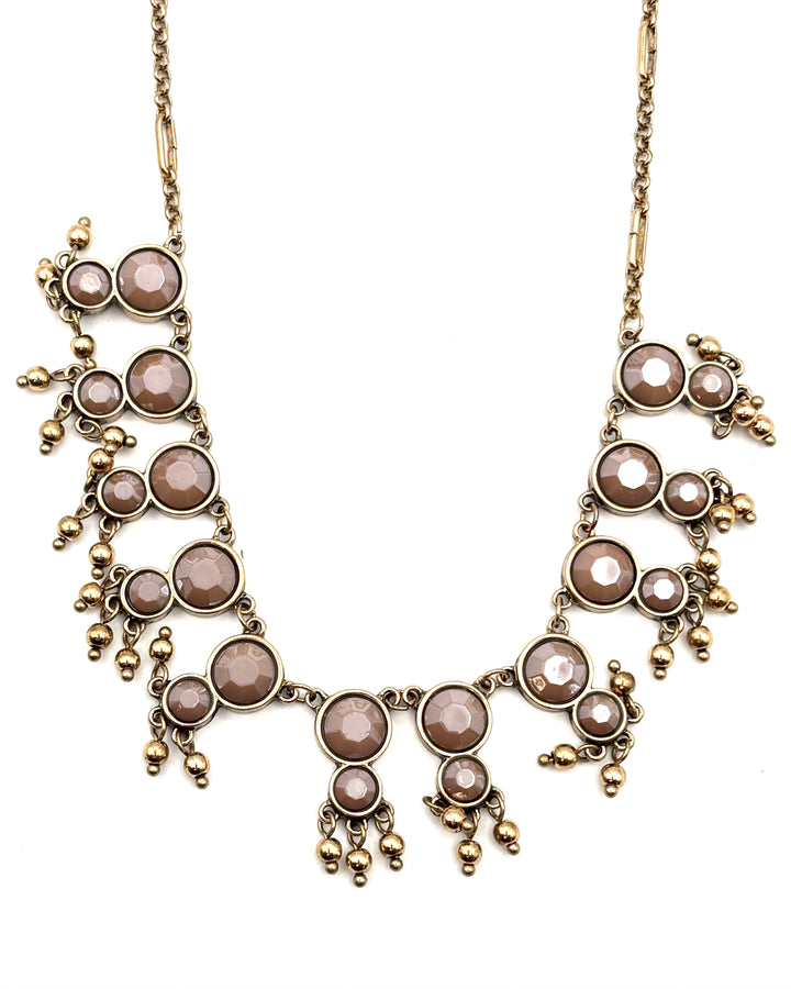 Gold and Taupe Gemstone Necklace