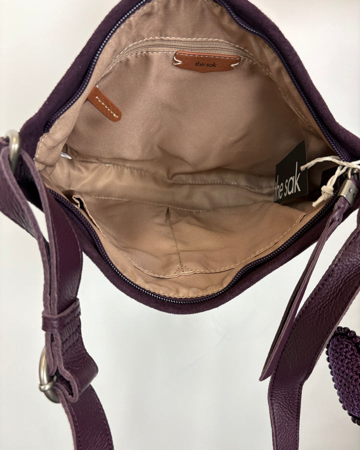 Dark Plum Suede Crossbody Bag