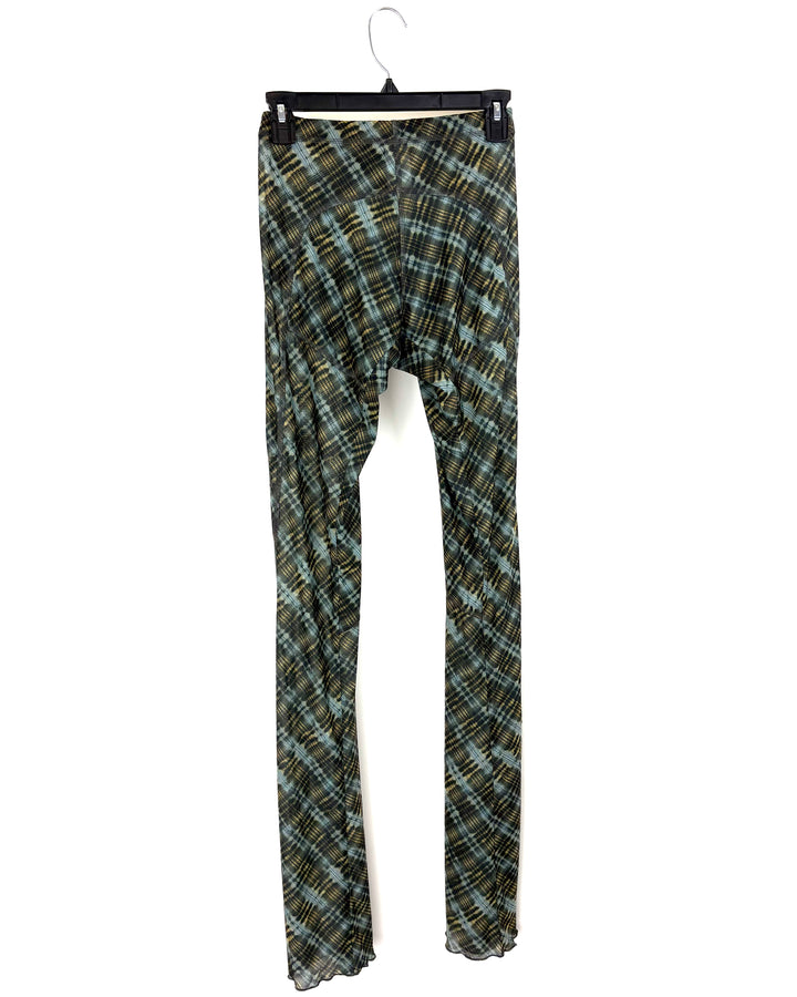 Knwls Blue and Yellow Bleached Plaid Pants - Size Medium