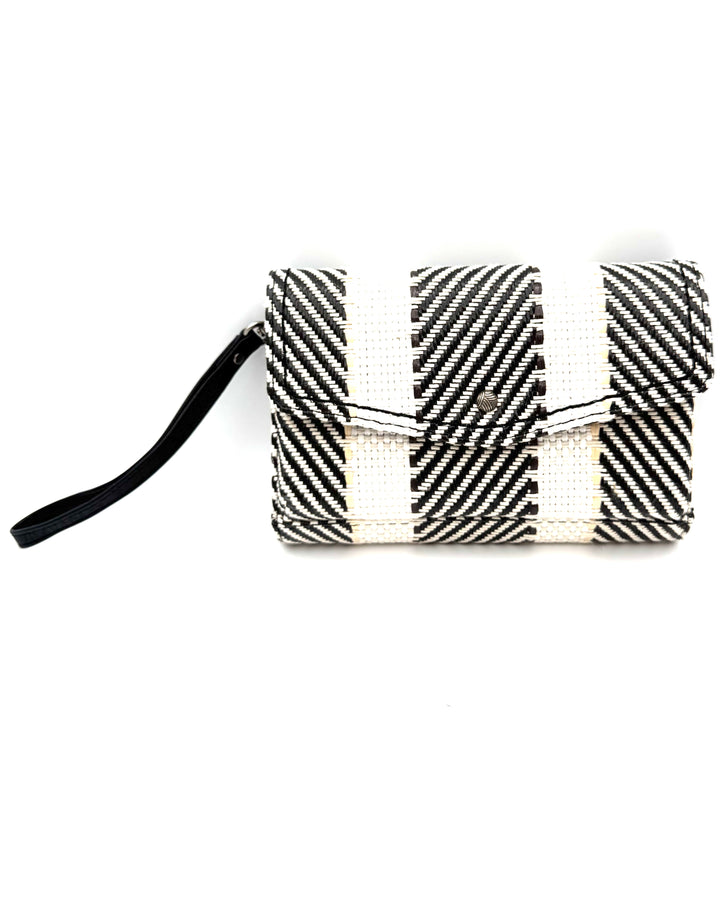 Brown Abstract Woven Wristlet/Crossbody Wallet Bag