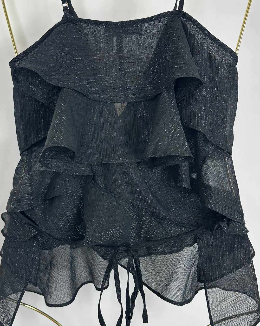 Black Sheer Wrap Top - Size 0/2 & 2/4