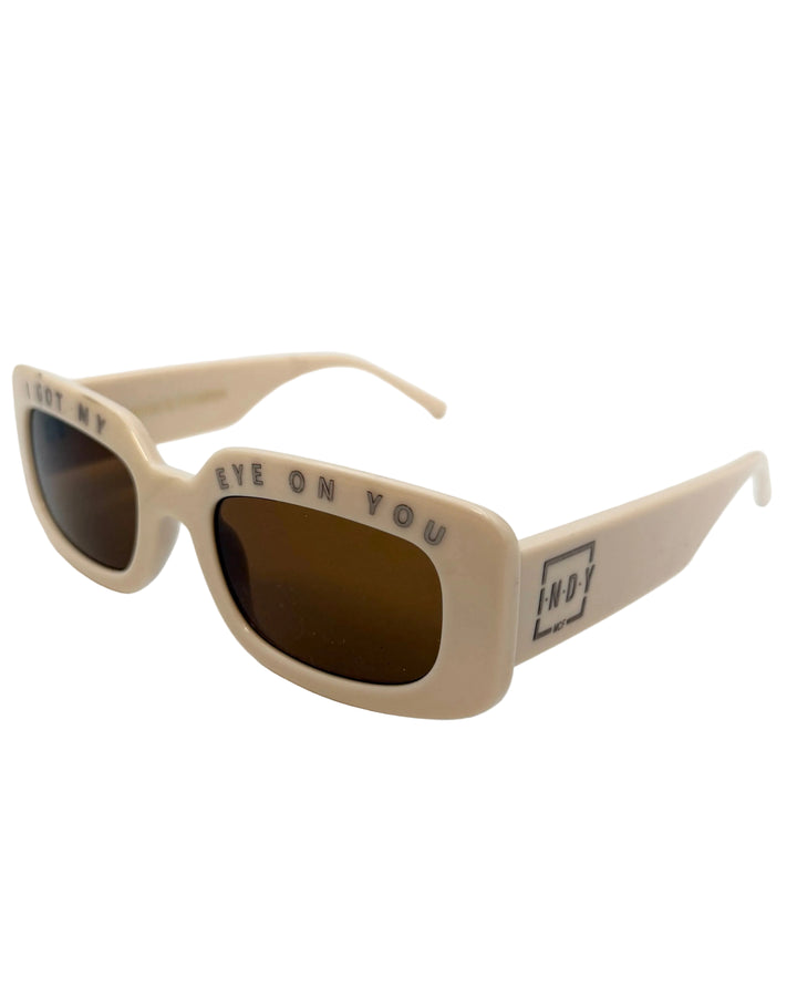 "I got my eye on you" Light Peach Rectangle Sunglasses