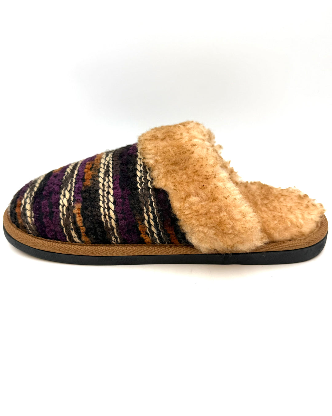 Purple & Brown Sherpa Slippers - Size 10/11