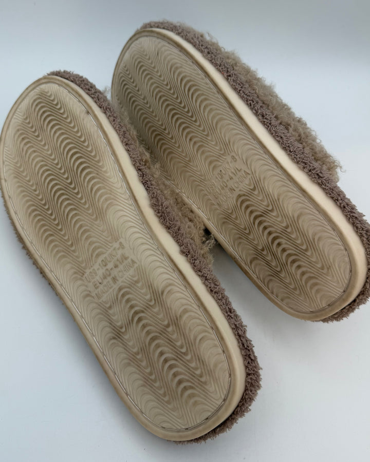 Brown Fuzzy Slippers - Size 9/10