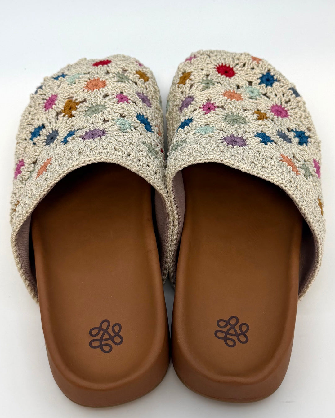 Floral Embroidered Crochet Clog - Size 8, 10, 11